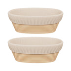 Sondiko Oval Sourdough Proofing Basket 2 Pack, Handmade Sourdough Bread Baking Supplies, Banneton Bread Proofing Basket with Proofing Cloth Liner for Sourdough Bread, Baking