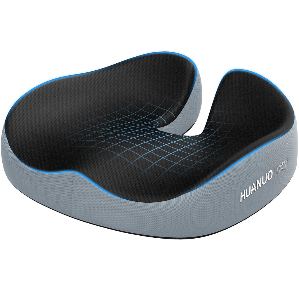 HUANUO Seat Cushion for Office Chairs, Extra Large Desk Chair Cushion for Back Pain Tailbone Pain Relief, Ergonomic Memory Foam Car Seat Cushion, Wheelchair Cushions for Long Sitting, Anti-Slip Bottom