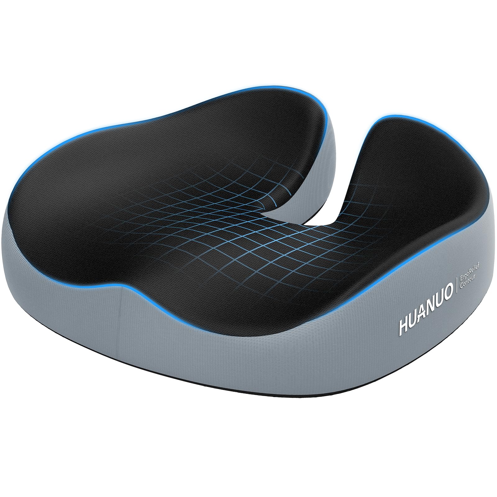 HUANUO Seat Cushion for Office Chairs, Extra Large Desk Chair Cushion for Back Pain Tailbone Pain Relief, Ergonomic Memory Foam Car Seat Cushion, Wheelchair Cushions for Long Sitting, Anti-Slip Bottom
