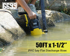 6699 Discharge Hose 1-1/2-Inch by 50-foot Sump Pump Hose with 2pcs SUS 304 Clamps Pool Backwash Hose for Draining/Removing Water Lay Flat Hose 1550