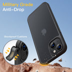 JETech Matte Case for iPhone 13 6.1-Inch, Shockproof Military Grade Drop Protection, Frosted Translucent Back Phone Cover, Anti-Fingerprint (Black)