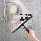 Ettori Shower Squeegee for Glass Doors, Squeegee for Shower Glass Door, Window and Car Glass, Mirrors - All-Purpose Stainless Steel Squeegee, 10 Inches and Black