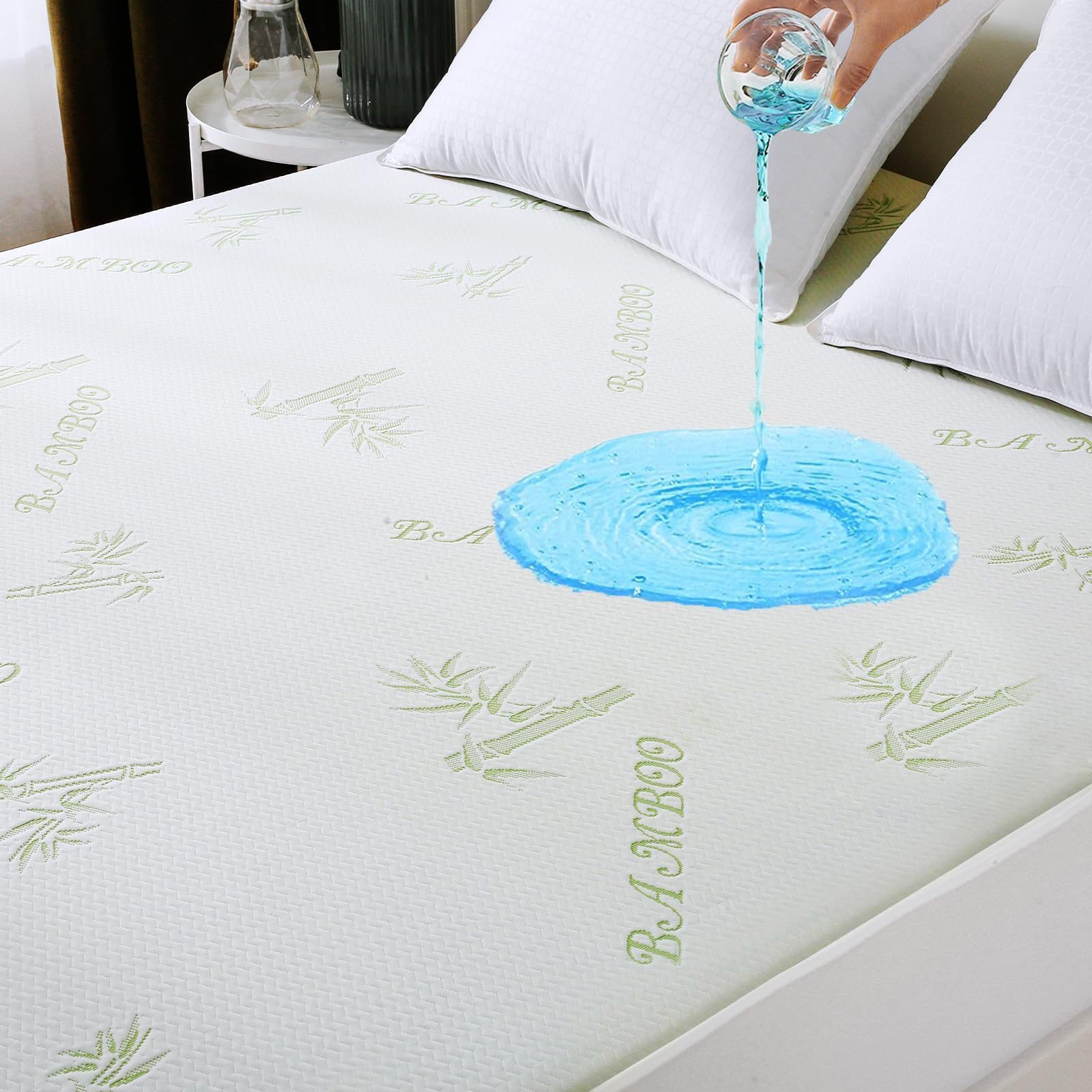 Premium 100% Waterproof Queen Size Mattress Protector, Breathable Mattress Cover Queen Size Bed, Cooling 3D Air Fabric Mattress Pad Cover, Deep Pocket 8"-21"
