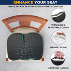 EcoNour Seat Cushions for Office Chairs | Tailbone Pain Relief Cushions for Car Seat | Sciatica, Butt & Coccyx Pain Relief Desk Chair Cushion for Long Sitting Drivers | Car Seat Cushion