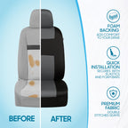 BDK PolyPro Car Seat Covers Full Set in Gray on Black, Front and Rear Split Bench Seat Covers for Cars, Easy to Install Car Seats Cover Set and Accessories for Auto Trucks Van SUV - Gray