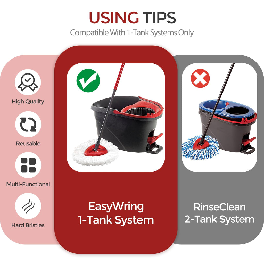 Scrub Brush, 2 Pcs Spin Mop Scrub Brush Head Compatible for O Cedar EasyWring 1-Tank System, Hard Bristle Cleaning Brush for Bathroom, Kitchen, Tub and Tile