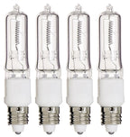 Pack of 4 – 100 Watt JDE11 Halogen candelabra bulb – 100W T4 120V Light Bulbs-Clear Finish -E11 Mini-Candelabra Base T4 Bulb–Dimmable-Warm White– Q100CL/MC, for Chandeliers, Pendants, Cabinet Lighting
