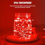 JMEXSUSS 8 Pack 50 LED Fairy Lights Battery Operated String Lights, 16ft Red Twinkle Fairy Lights Indoor Outdoor Waterproof for Mason Jars Bedroom Party Wedding Christmas Decorations