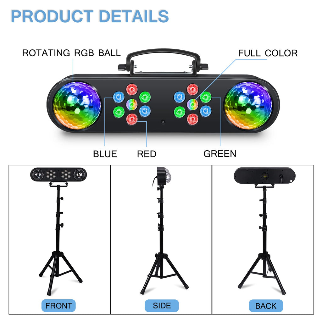 DJ Lights with Stand, Telbum Party Bar Light Set, Mobile Stage Lighting System Sound Activated LED Par Lights, for Move Band Disco Wedding Halloween Christmas