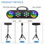 DJ Lights with Stand, Telbum Party Bar Light Set, Mobile Stage Lighting System Sound Activated LED Par Lights, for Move Band Disco Wedding Halloween Christmas
