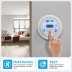 Smoke Detector Carbon Monoxide Gas Alarm, Fire Carbon Monoxide (CO) Detector 2 in 1 with Digital Display and Sound Light Alarm, Battery Operated Suitable for Bedroom Warehouse Kitchen or RV Travel