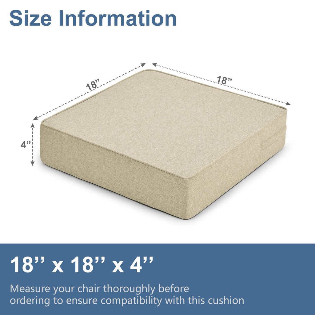 Shinnwa Gel Memory Foam Recliner Cushion for Elderly, Extra Large Seat Cushion, Dual-Layer Foam Chair Pad for Couch, Armchair, Wicker Chairs, Floor, 18 × 18 × 4in, Beige