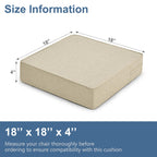 Shinnwa Gel Memory Foam Recliner Cushion for Elderly, Extra Large Seat Cushion, Dual-Layer Foam Chair Pad for Couch, Armchair, Wicker Chairs, Floor, 18 × 18 × 4in, Beige