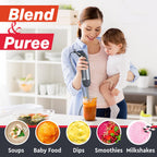 Mueller Multistick 800W 4-in-1 Immersion Blender Handheld, 12 Speed Hand Mixer - Turbo Boost, Heaviest Duty Copper Motor, Titanium Blades Hand Blender, Milk Frother Wand, Whisk, Beaker, Chopper