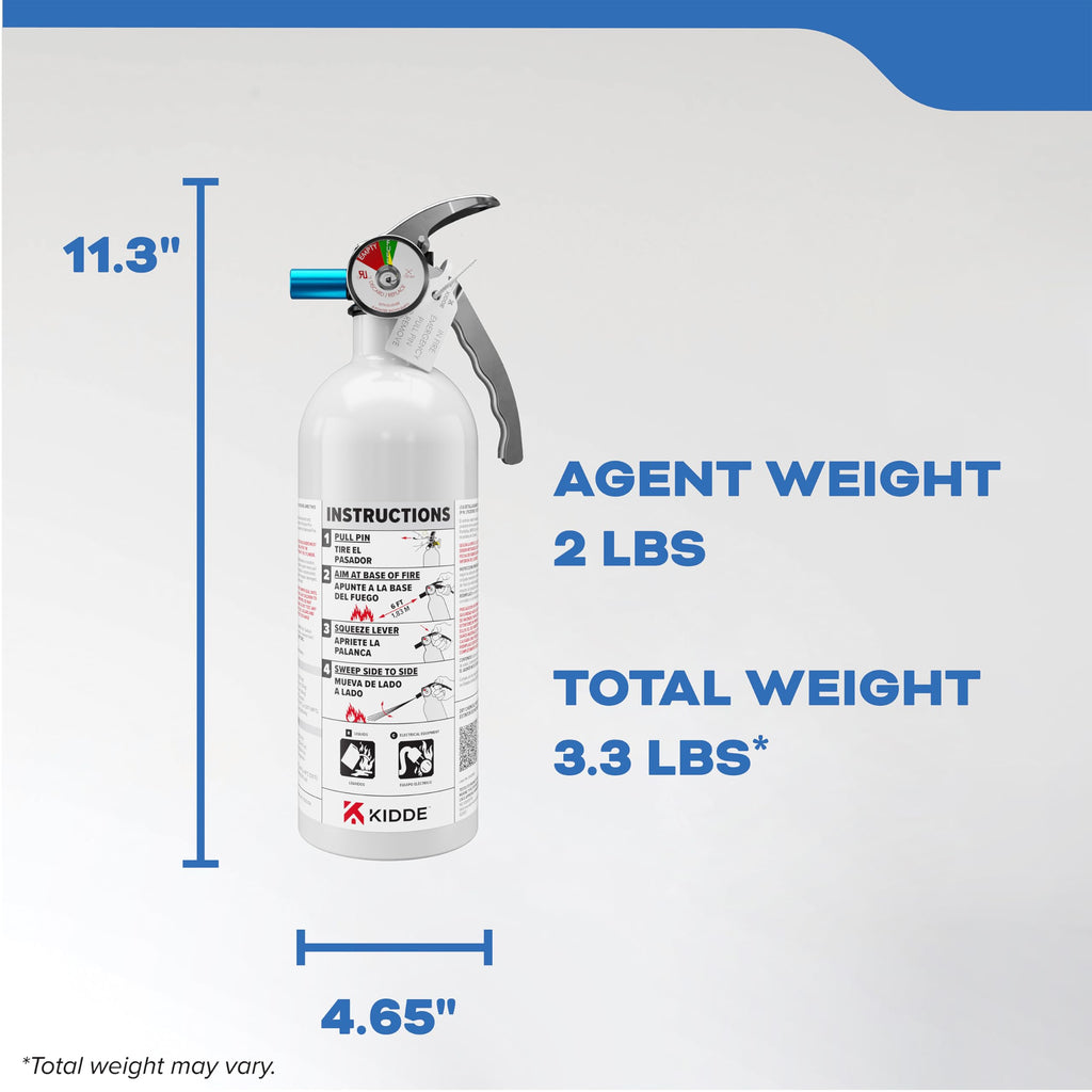Kidde Mariner 5 Marine Fire Extinguisher for Boats, 5-B:C, 3.2 Lbs., Coast Guard Approved, Strap Bracket (Included), White