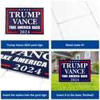 Probsin Trump Vance 2024 Yard Sign 12" x 17" Double Sided Blue Take America Back Voted for President Trump Vice President JD Vance Outdoor Decorations for Lawn, Garden, Window, Party Supplies