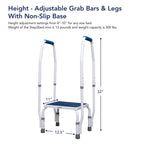 step2bed Mini Step Stool with Handle for Elderly - Adjustable Height Bed Safety Rail for Seniors with Handicap Grab Bars - Stainless Steel Portable Step Stool for Bed (300 LBS Capacity)