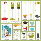 Dreamon Toddler Cleaning Set - 14Pcs Kids Cleaning Toy Set with 2-in-1 Kids Vacuum That Really Works, Pretend Home Cleaning Play Set for Toddler Age 3-7, Christmas Birthday Gift for Girls Boys（Red）