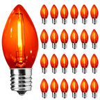 SOTOPOO Orange E12 LED Bulb, 25 Pack C7 Orange Light Bulbs, C7 LED Replacement Bulbs for Christmas Halloween Indoor Outdoor String Lights, C7/E12 Candelabra Bulb, 0.6Watt