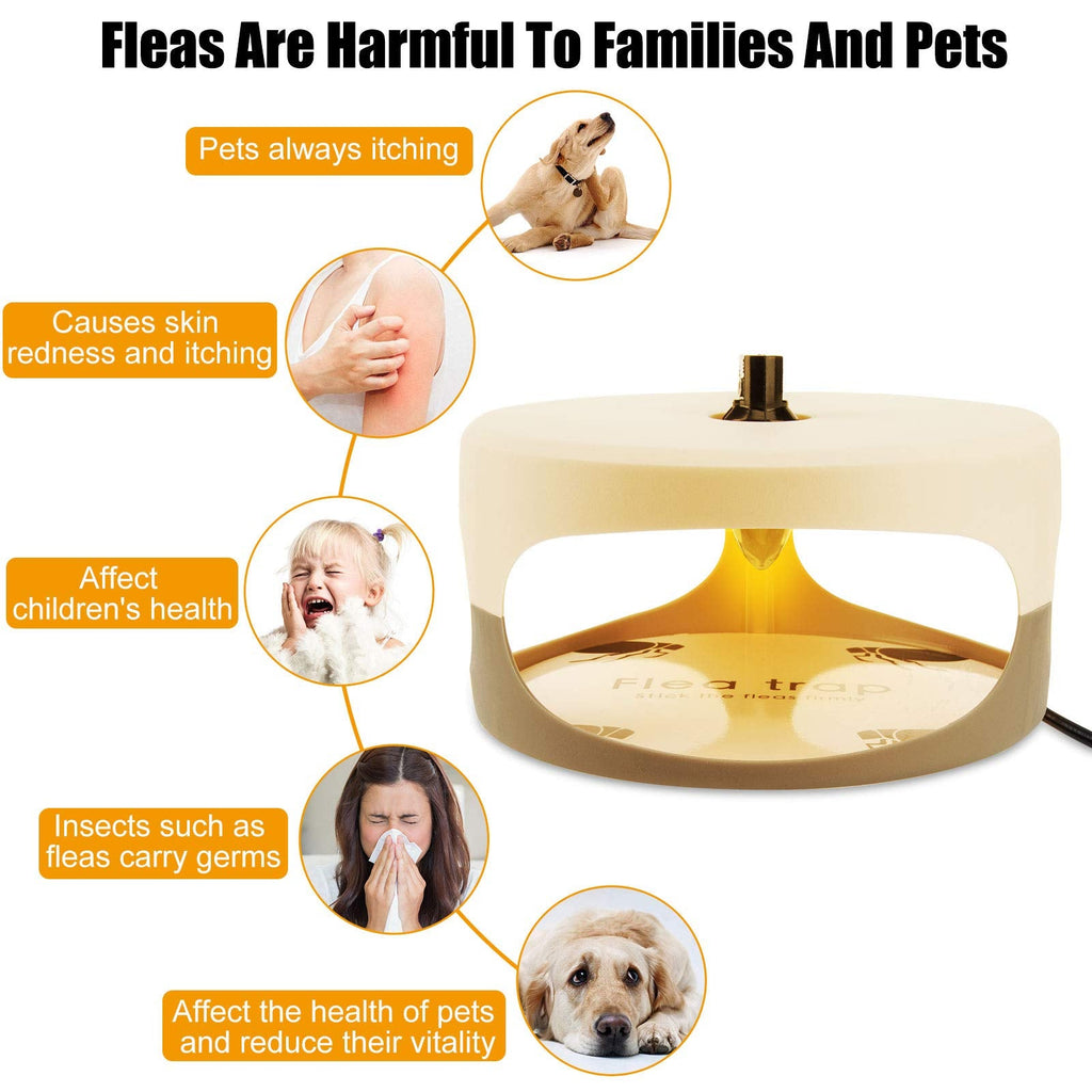 Flea Trap, Sticky Flea Traps for Inside Your Home, Odorless Non-Toxic Natural Flea Killer Trap Pad Bed Bug Trap Light Bulb Pest Control for Home House Inside, Safe for Children Pet Dog Cat(2 Pack)