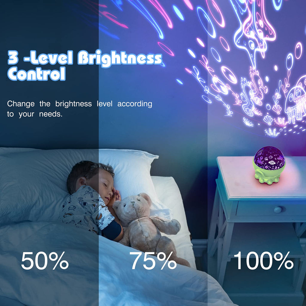 Night Light Projector,Ocean Star Night Light for Kids Room,Dinosaur Toys with 360° Rotation,Remote and Timer,3 Projection Films,17 Light Modes,9 Lullaby Songs,Birthday Christmas Gifts Kids Toys