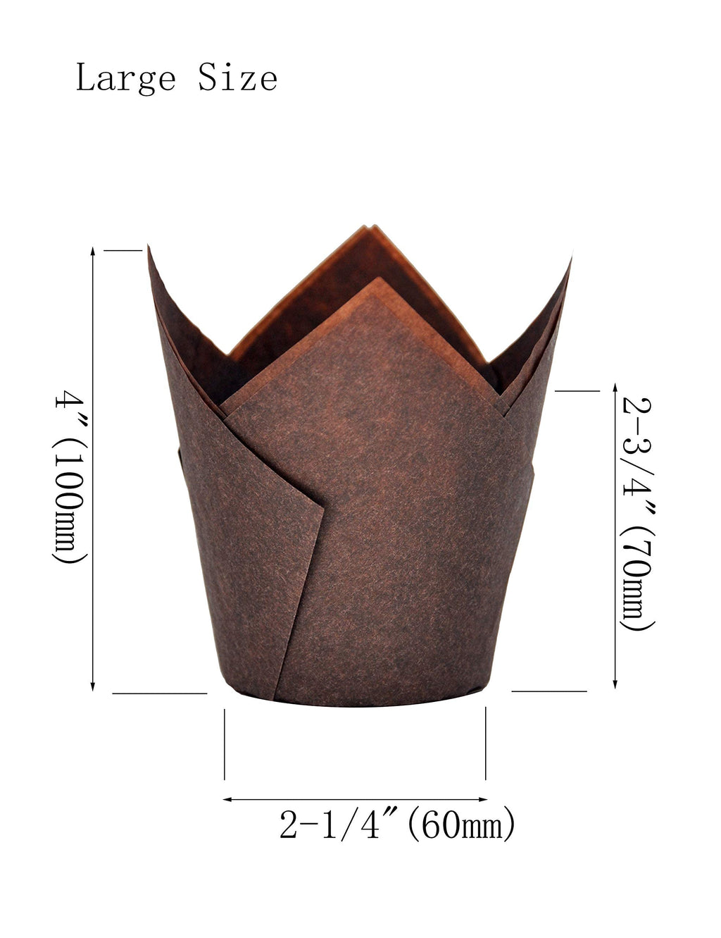 QLSmypkg Large Greaseproof paper Wrappers Muffin Baking cupcake cups liners, 2-1/4" x 4" Natural,Brown,White 3 colours in a box Tulip Baking Cups Holders 125 pcs (Large) (125, Multi 3)