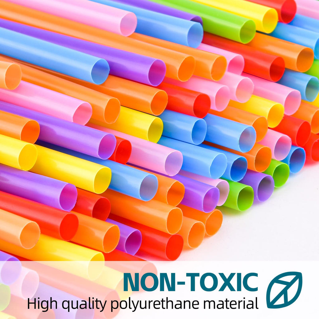 200PCS Flexible Plastic Straws, Colorful Disposable Bendy Party Fancy Straws12.8inch Extra Long Straws Party Decorations