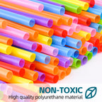 SONGNASS 100PCS Flexible Plastic Straws, Colorful Disposable Bendy Party Fancy Straws12.8inch Extra Long Straws Party Decorations