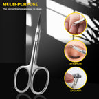 FVION Curved Cuticle Scissors Extra Fine for Women, Men and Professionals - Stainless Steel Small Manicure Scissors with Precise Pointed Tip Grooming Blades
