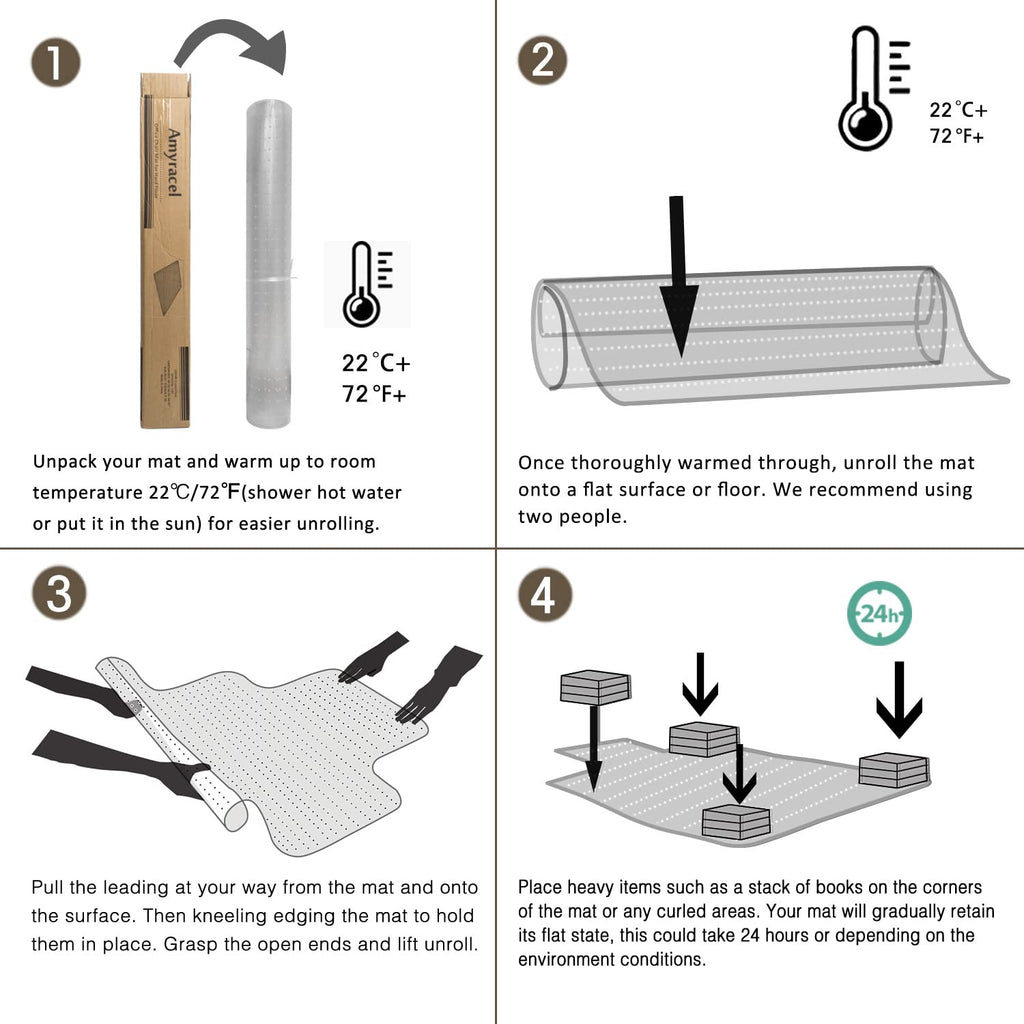 Amyracel Chair Mat for Carpet, 48'' x 36'' Clear Computer Desk Chair Mat for Low Pile Carpeted Floors, Easy Glide Plastic Floor Mat for Office Chair on Carpet Protection
