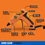 Gorilla Dual Temp Mini Hot Glue Gun Kit with 30 Hot Glue Sticks, Precision Nozzle, and Easy Squeeze Trigger, for DIY, Craft, Repairs, and More, Orange (Combo Pack:1 Mini Gun, 30 Glue Sticks)