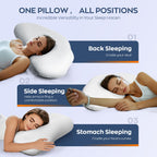 Cloud Contour Memory Foam Pillow Ergonomic Design for Sleeping Comfortably and Reducing Snoring Neck and Cervical Pillow with Cooling Pillowcase Grey