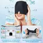 Headache Migraine Relief Cap, Wearable Strechable Migrine Hat for Migraine Ice Head Wrap, Ice Pack for Injuries Reusable Gel, Cold Hot Therapy Headache Relief Hat for Tension Stress Relief (Black)