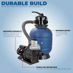XtremepowerUS 13" Sand Filter 3/4HP Pool Pump 2,400GPH for Above Ground Swimming Pool Multi-Port Valve Up to 10,000 Gallons, 1-1/4"NPT Pool Sand Filter with Enhanced Circulation System