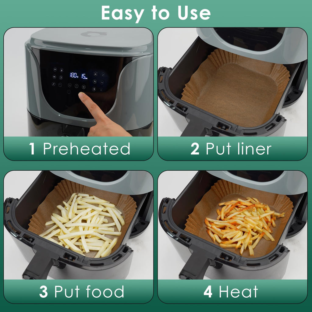 Air Fryer Liners Disposable 8" Square, 500 Pcs Unbleached Parchment Paper Liners for Airfryer Basket, Non-Stick & Leakproof Baking Paper for Oven & Pan