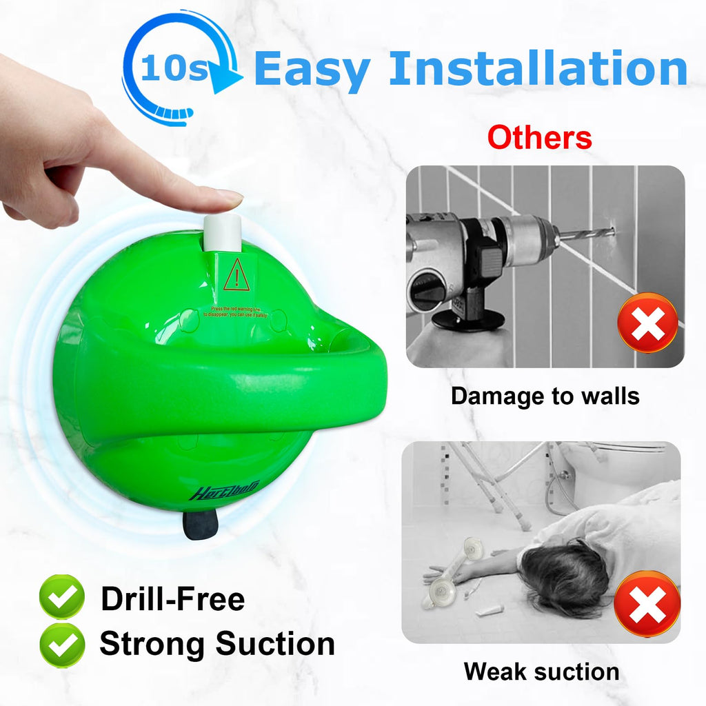 Shower Grab Bars, Safety Shower Grab Bars for Seniors, Drill-Free Shower Handle for Bathroom, Grab Bar for Elderly, Post-Surgery, Pregnant, Green