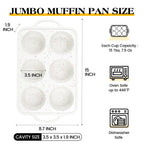 AOTASO 2 Pcs Jumbo Muffin Pan with Metal Frame, Nonstick 6 Cup Extra Large Cupcake Pan for Baking, Silicone Deep Muffin Tray for Egg Bites (Cream)