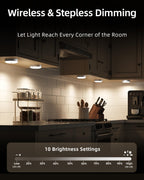 EZVALO Under Cabinet Lighting with Charging Station, 1000mAh Rechargeable Puck Lights with Remote, 3 Color Temps & 12 RGB Closet Lights, Dimmable Motion Sensor Lights for Shelf, Kitchen (3 Packs)