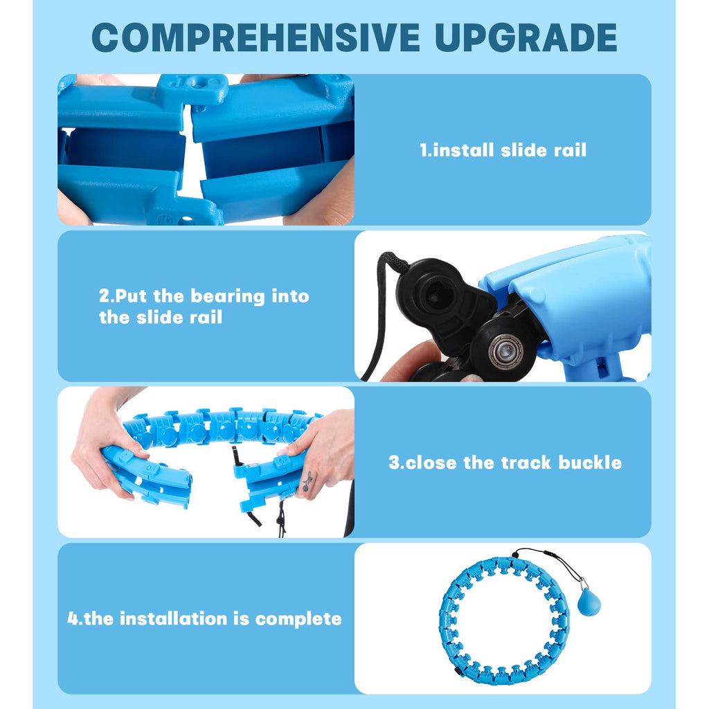 Dumoyi Smart Weighted Fitness Hoop for Adults Weight Loss, Infinity Hoop, 2 in 1 Adomen Fitness Massage Workout Equipment, Great for Adults and Beginners (Blue)