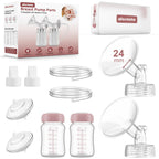 Pump Parts Compatible with Spectra S1/S2/9Plus Breastpump, Full Set Replacement Parts for Spectra Include 24mm Flange,Duckbill Valve,Backflow Protector,Tube,Bottle, Not Original S2/S1 Accessories
