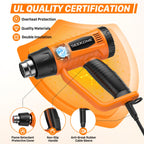 SEEKONE Heat Gun 1800W Heavy Duty Fast Heat Hot Air Gun Kit with 752℉&1112℉（400℃-600℃） Dual-Temperature Settings and 4 Nozzles with Overheat Protection for Crafts, Shrinking PVC, Stripping Paint