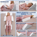 Wedge Pillow for Back Pain Relief: Bed Wedges Pillow for Sleeping (3 in 1) Elevated Pillows Memory Foam Triangle Support for Acid Reflux Post Surgery Body Positioners Pregnancy Side Sleepers Knee
