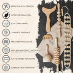 Enjoy Today 6 Pc Professional Solid Wood Therapy Massage Tools with Instruction Guide. Maderoterapia Kit with Lymphatic Drainage Massager, Cellulite Massager and Cupping Kit for Massage Therapy,