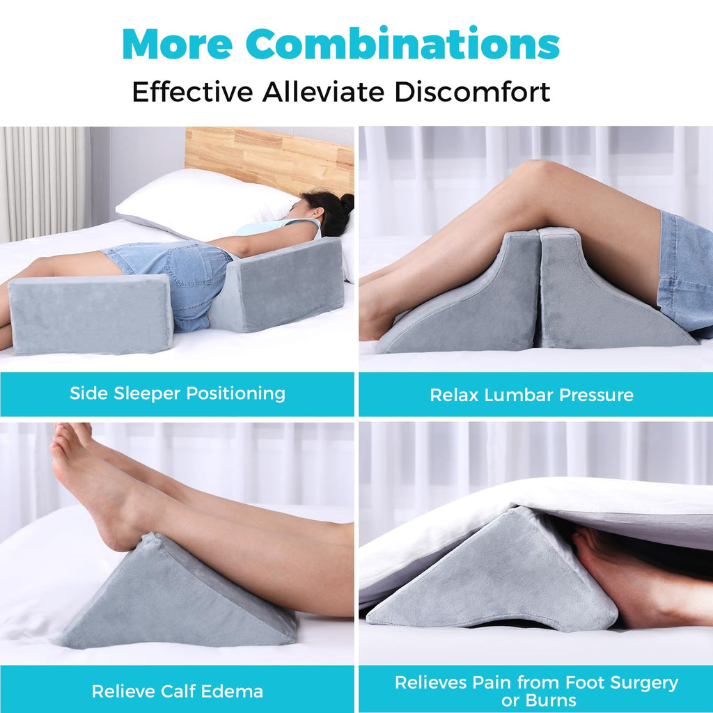 Fewener Small Wedge Pillow for Sleeping, 2 Pack Wedges & Body Positioners, Back Pillow for Side Sleeper & Back Pain Relief & Bed Sores