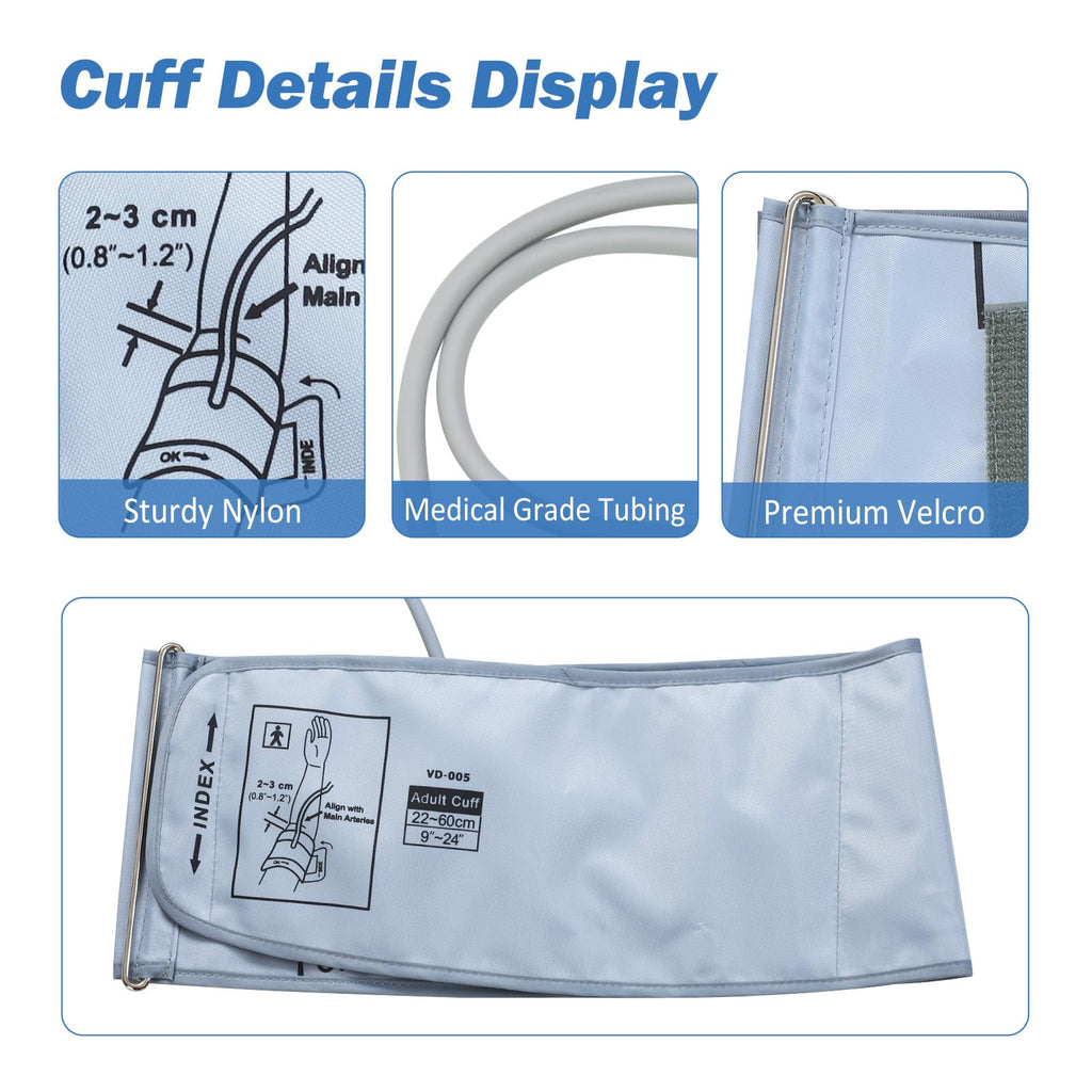 XXL Blood Pressure Cuff Compatible with Omron 9”-24” (22-60CM), Extra Large BP Replacement Cuff for Big Arms - includes 6 Connectors