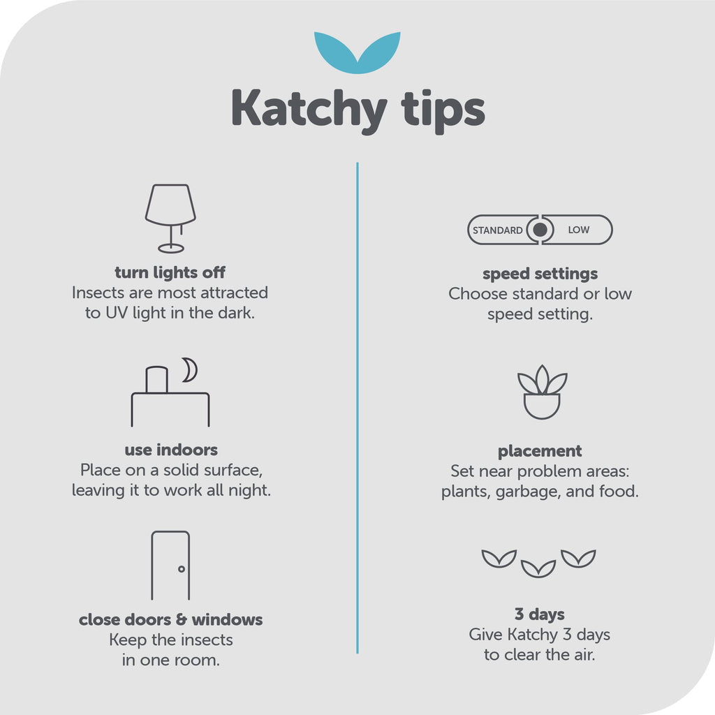 Katchy Indoor Insect Trap - Catcher & Killer for Mosquitos, Gnats, Moths, Fruit Flies - Non-Zapper Traps for Inside Your Home - Catch Insects Indoors with Suction, Bug Light & Sticky Glue (White)
