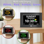 MRCHYDZ 7 Inch Clock with Day and Date for Elderly Large Display Digital Clock 12 Alarms 3 Medicine Reminders Large Font Dementia Clocks Alarm Clock for Seniors Day Clock Black
