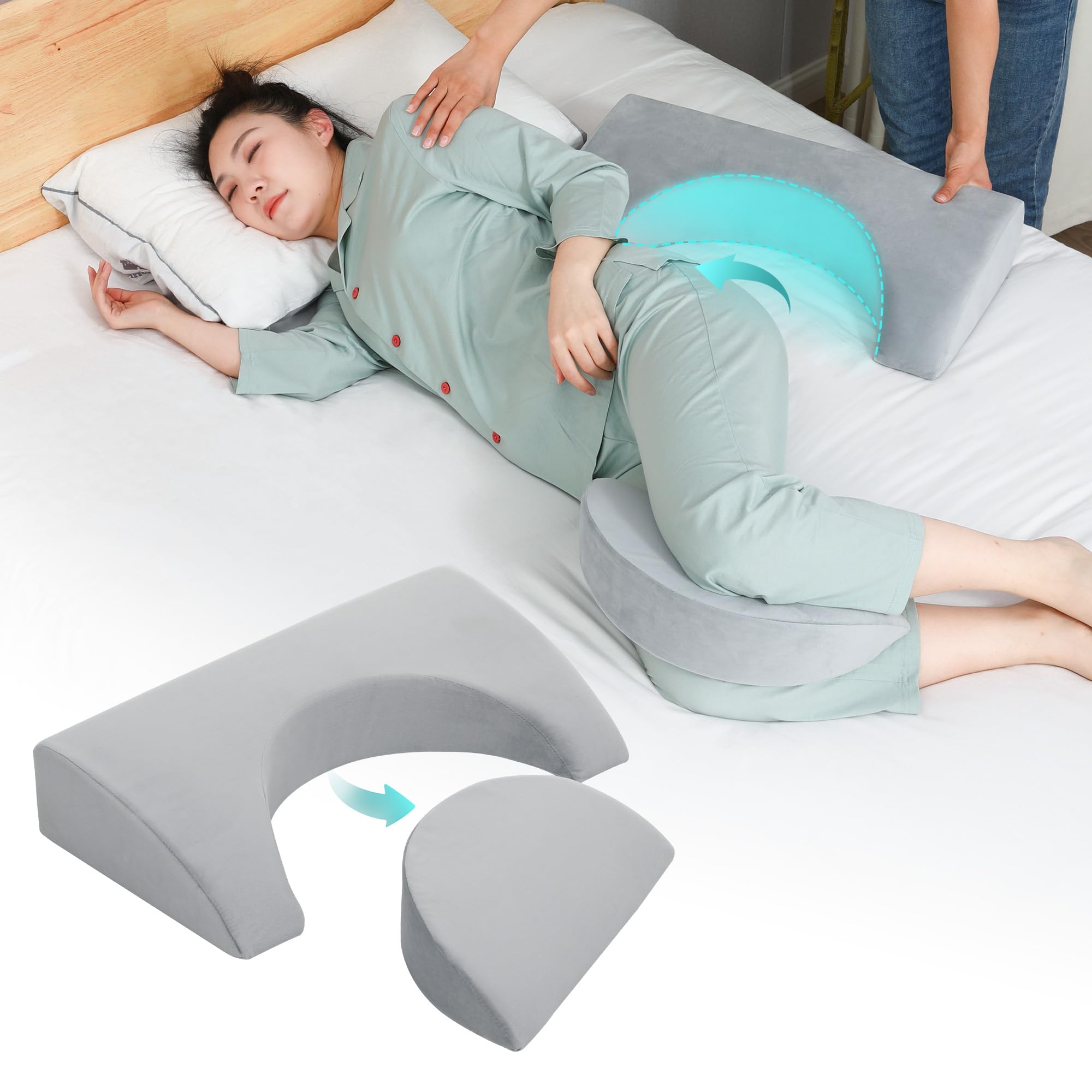 JFNoraiva Wedge Pillow for Side Sleeping, Bedsore Pressure Relief Pillow, Bed Wedge Pillows for Back Pain Relief & Post Surgery, Body Positioners Pillow for Seniors, Pregnancy, Adult(2IN1)