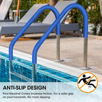 Pool Handrail Cover, 10 Feet Swimming Pool Hand Railing Covers with Zipper Non Slip Anti-Scald Safety Rail Grip Handles Sleeve for Swimming Pools Inground Ladder Hand Rail Grips-Blue