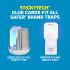 Safer Home Catch 360° Cordless Flying Insect Trap, UV LED Light, Chemical-Free, 10 Day Rechargeable Battery, Effective Fruit Fly Traps for Indoors, Gnat Traps for House Indoor, 1 Device + 6 Glue Cards